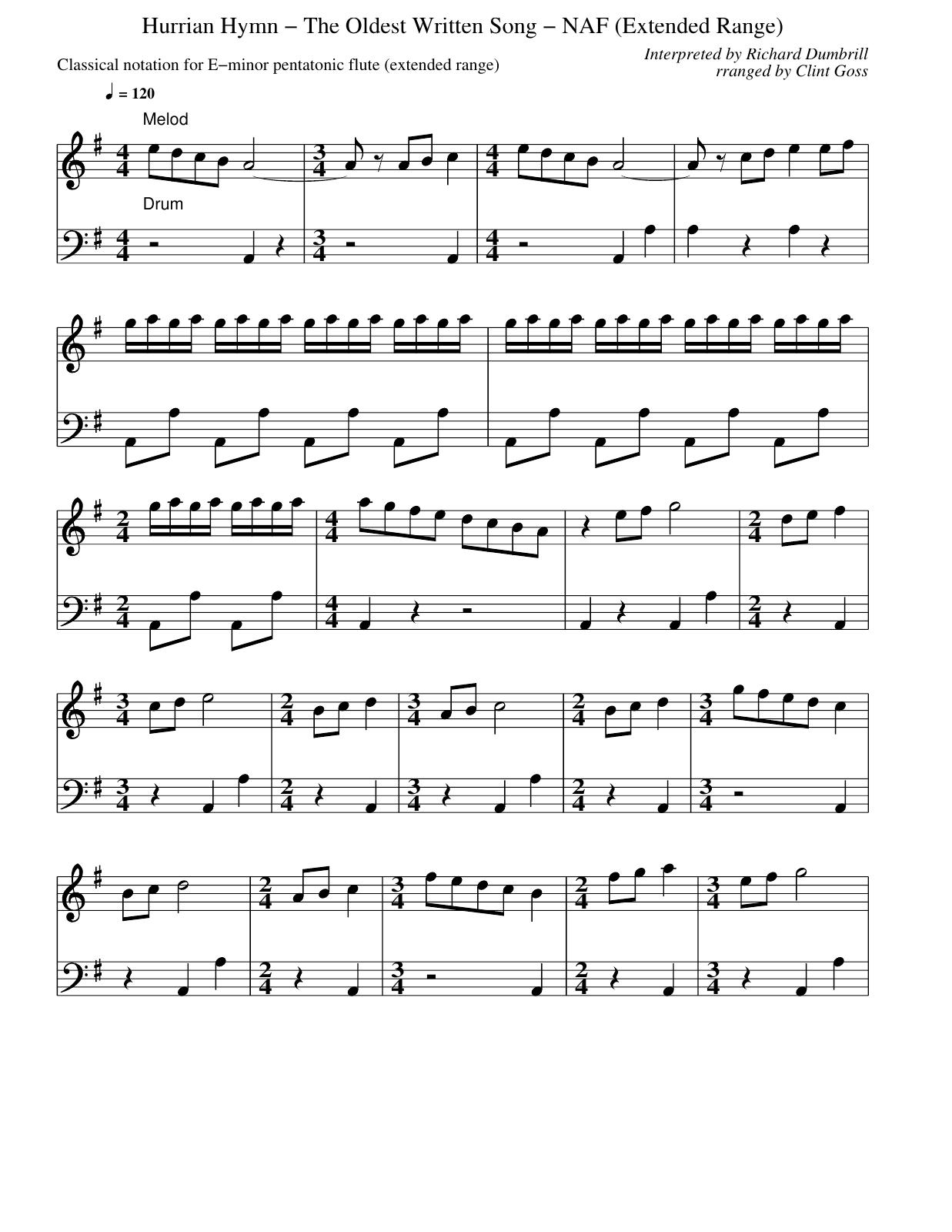 Hurri İlahisi No. 6 notası — büyütmek için tıklayın